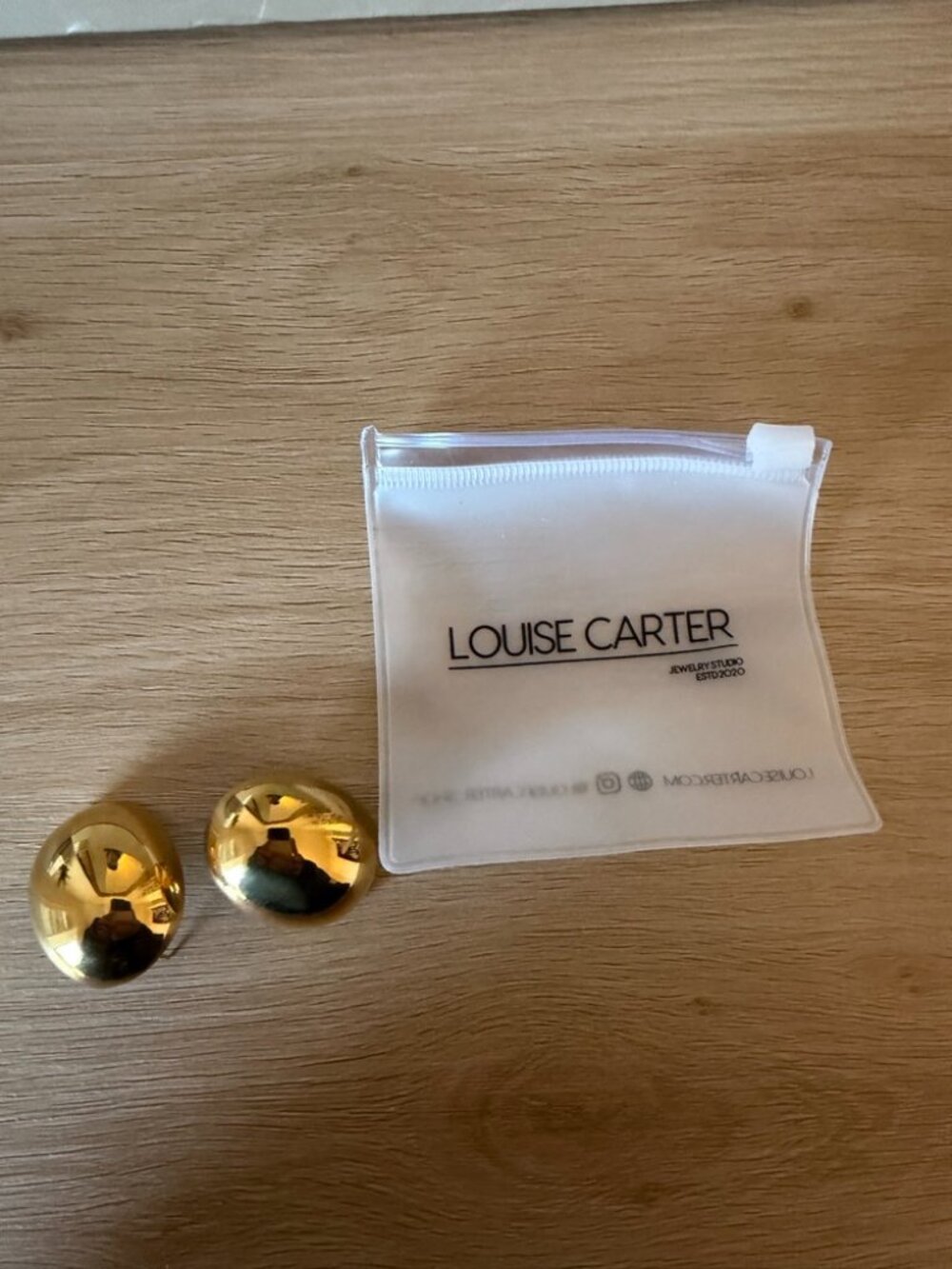 Louise Carter Gold Dome Stud Earrings with Pouch